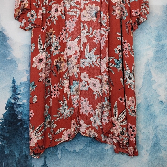 Maurice's Floral Open Front Short Flutter Sleeve Cardigan Women's 1X - Picture 6 of 16